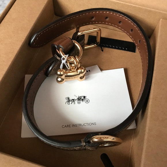 Coach Other - Coach Small Pet Collar - Gold/Khaki Coach Other - Coach Small Pet Collar - Gold/Khaki